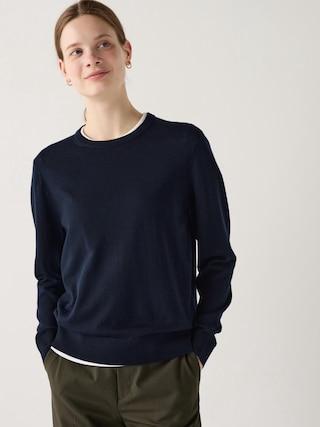 Womens Merino Sweater Navy Small UNIQLO US Product Image