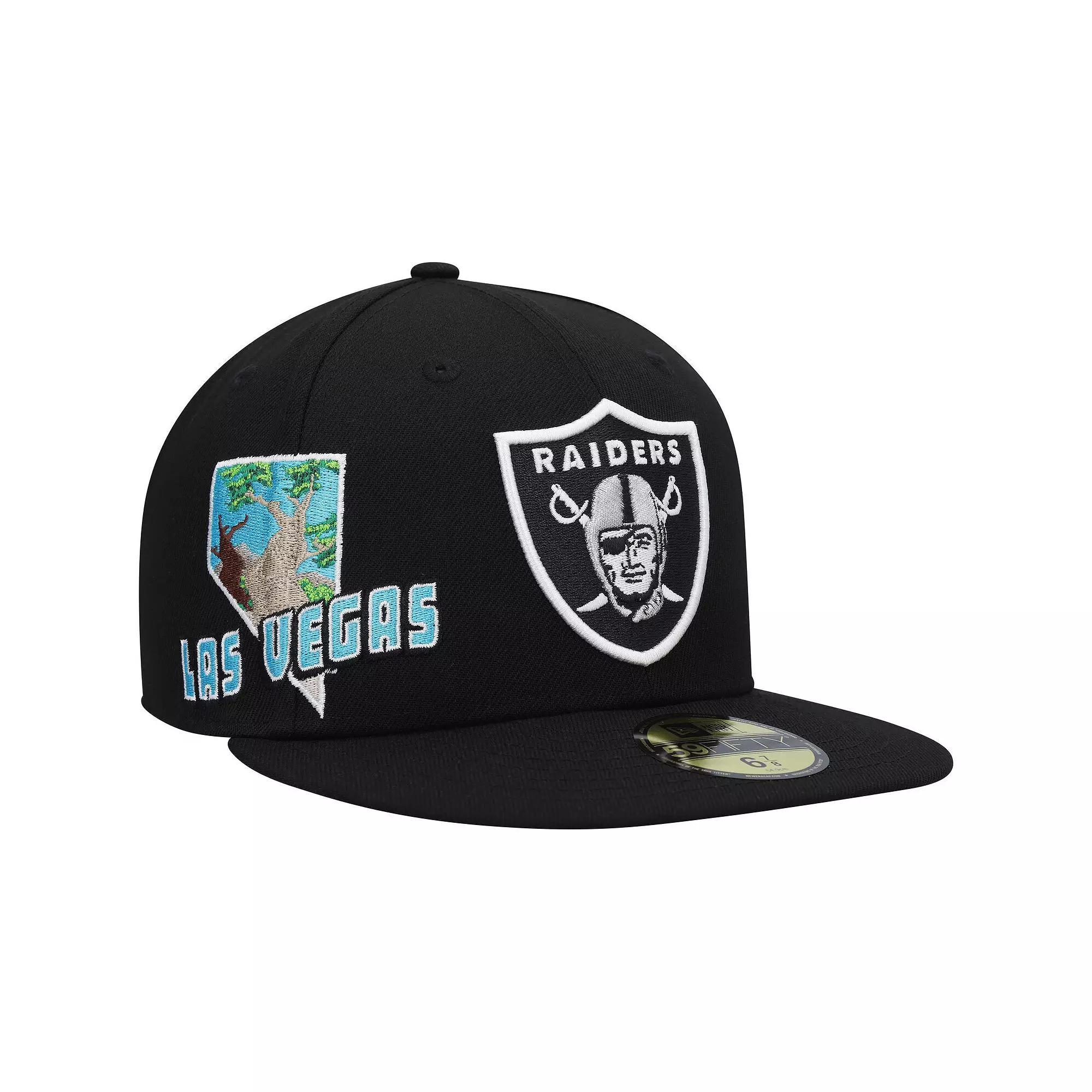 Men's New Era Black Las Vegas Raiders Stateview 59FIFTY Fitted Hat, Size: 8, Lvr Black Product Image