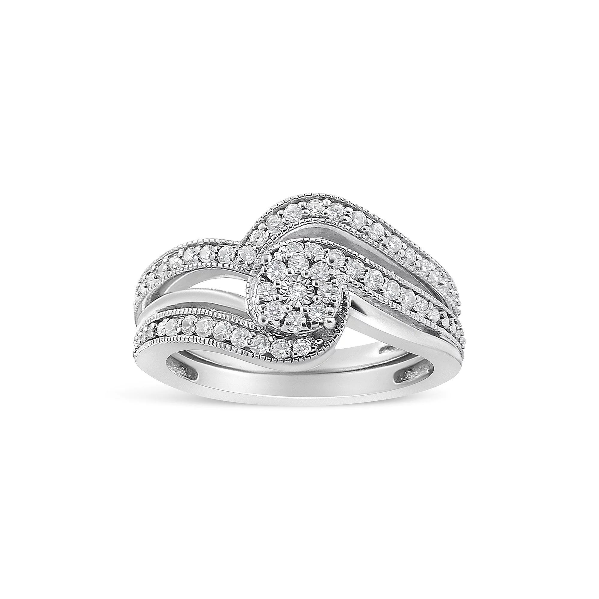Haus of Brilliance Sterling Silver 1/3 Carat T.W. Diamond Bypass Vintage Engagement Ring Set, Women's, Size: 9 Product Image