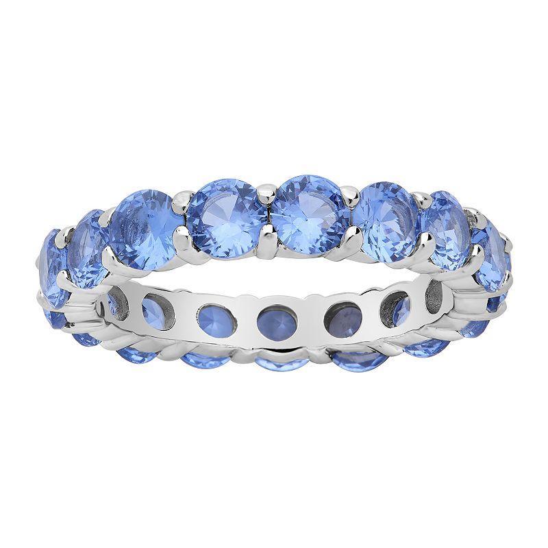 MC Collective Sterling Silver Cubic Zirconia Eternity Band Ring, Womens Silver Tone Light Blue Product Image