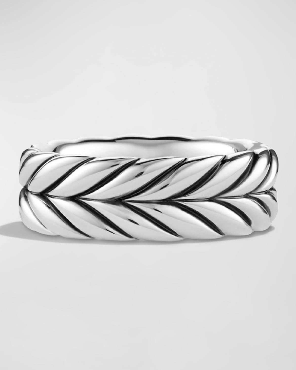 Men's Chevron Band Ring in Silver, 8.5mm Product Image