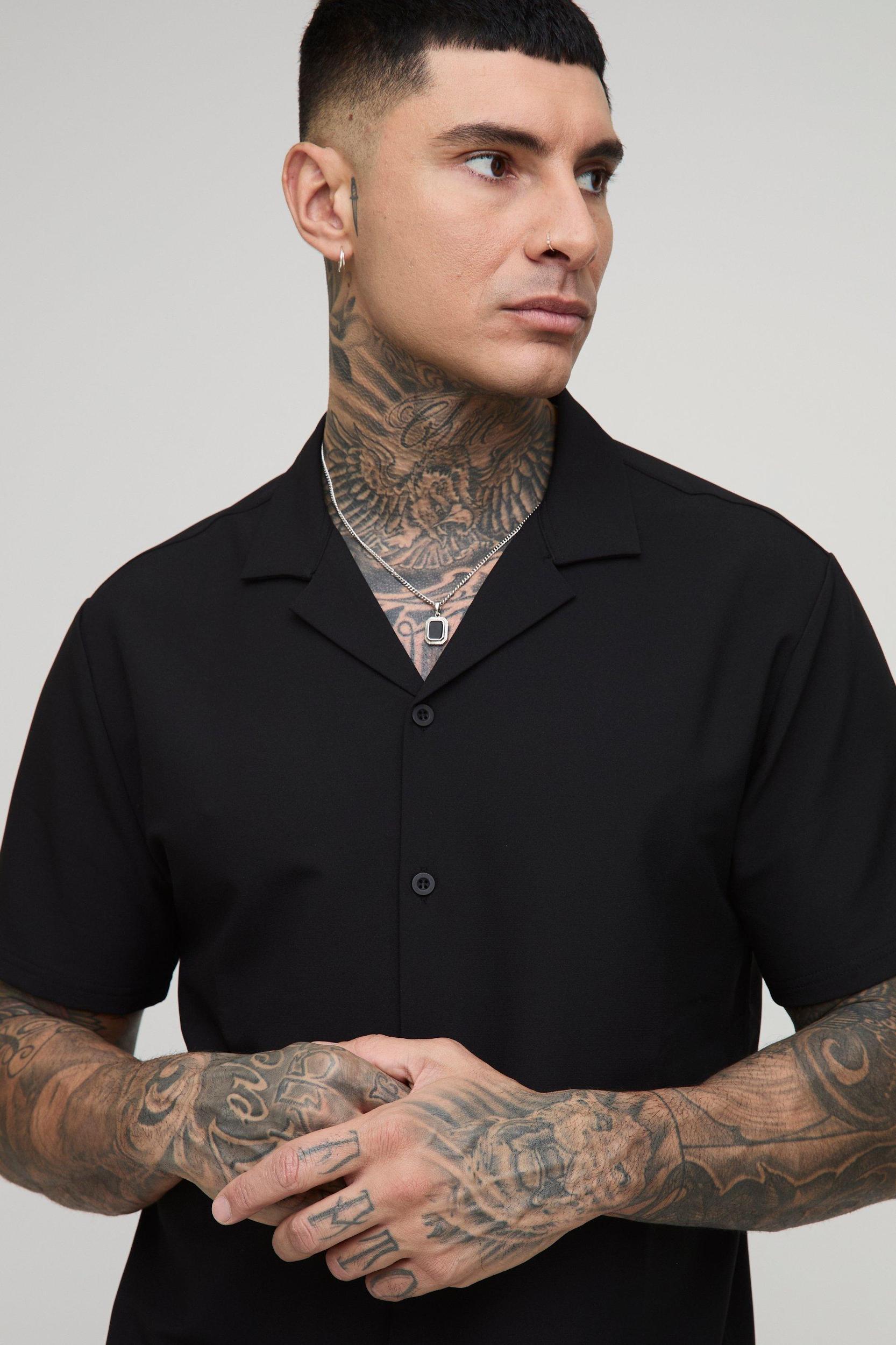 Tall Regular Technical Stretch Revere Shirt | boohooMAN USA Product Image