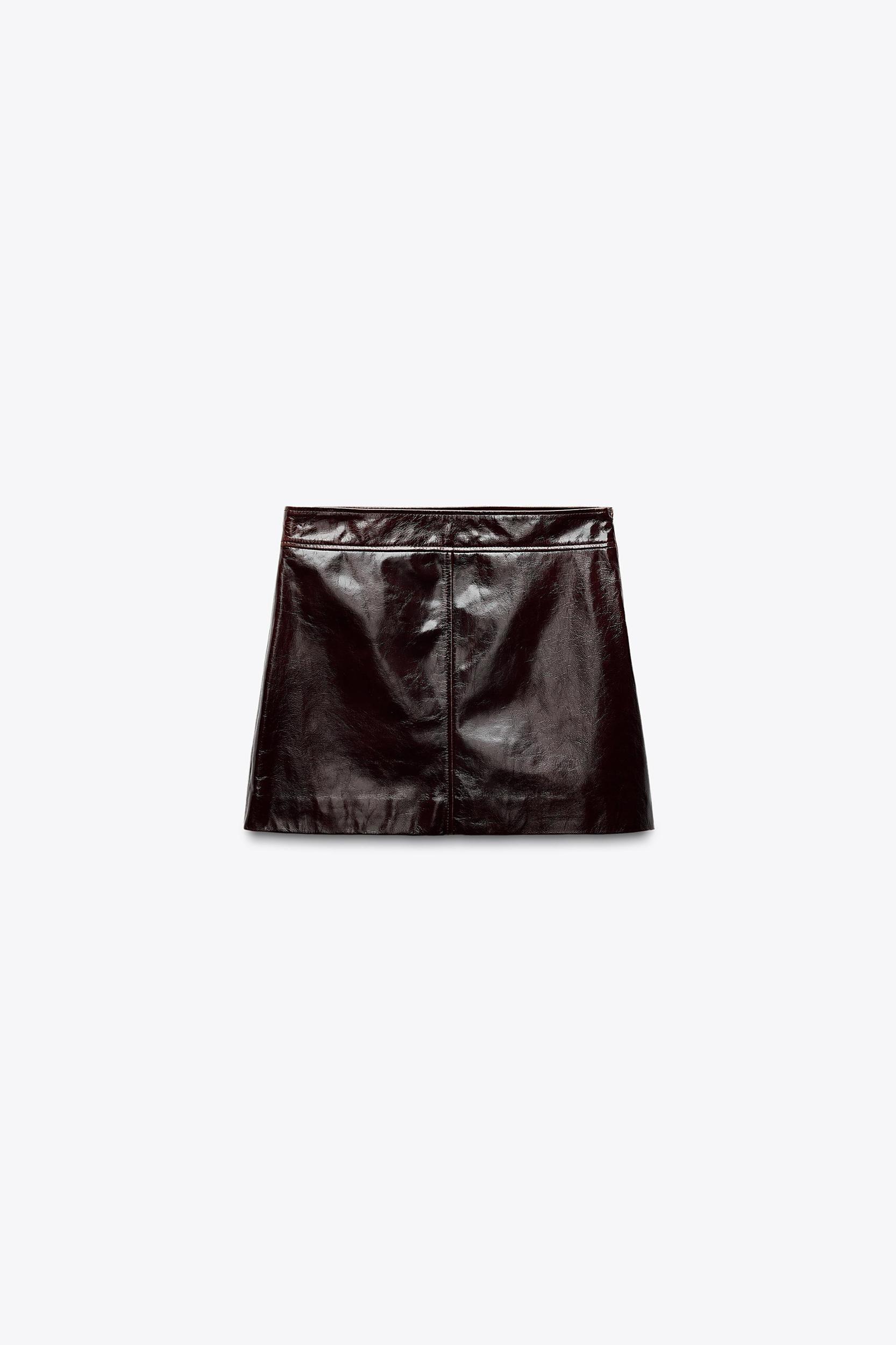 100% LEATHER SHORT SKIRT ZW COLLECTION Product Image