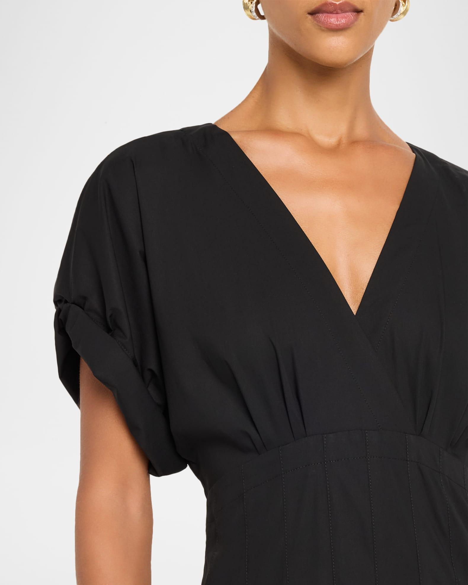 Ciara Short-Sleeve Poplin Drop-Waist Midi Dress Product Image