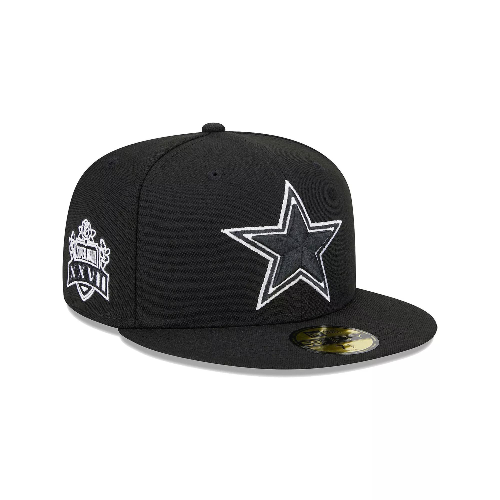 Men's New Era Black Dallas Cowboys  Main Patch 59FIFTY Fitted Hat, Size: 8 Product Image