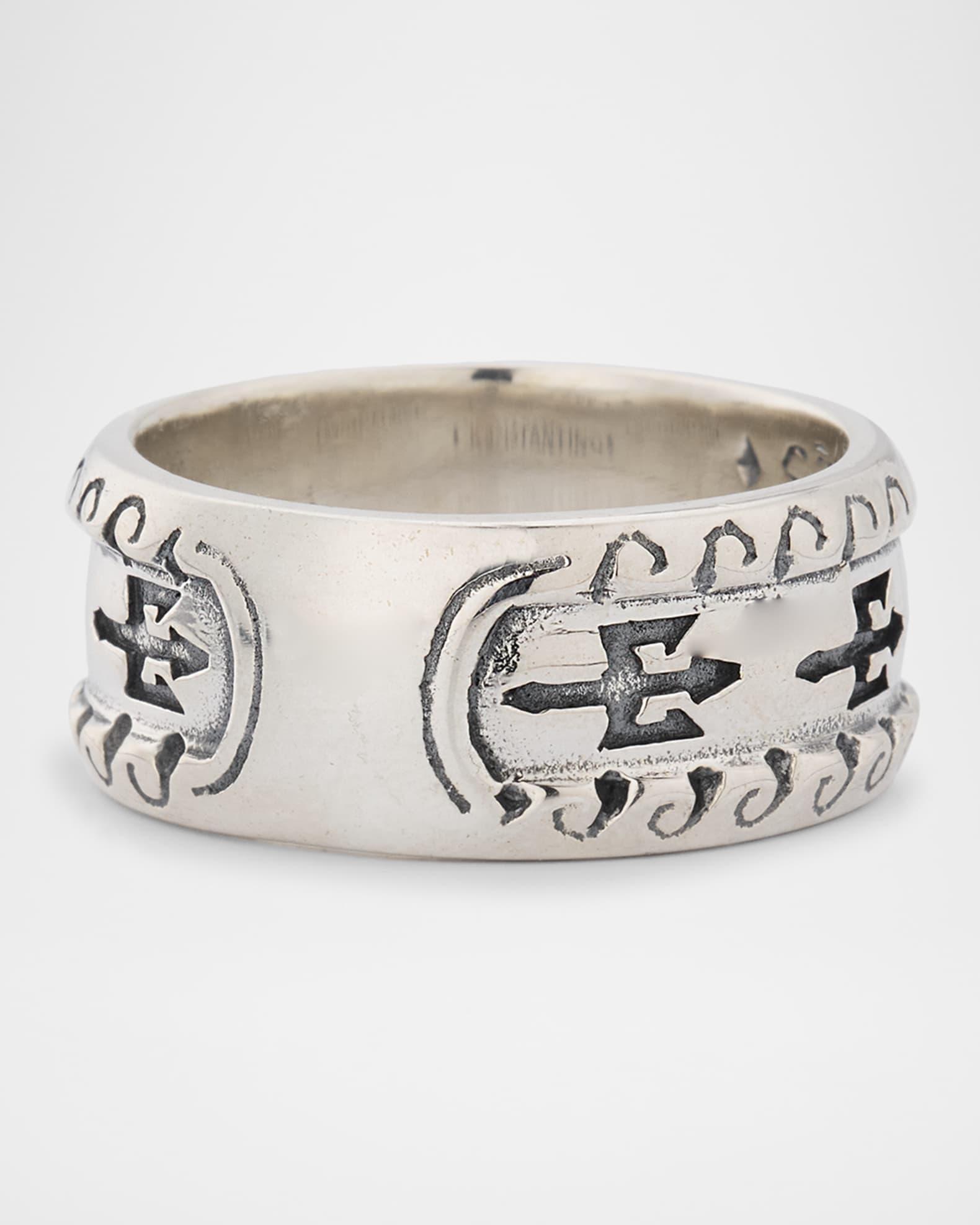 Mens Hydra Sterling Silver Band Ring Product Image