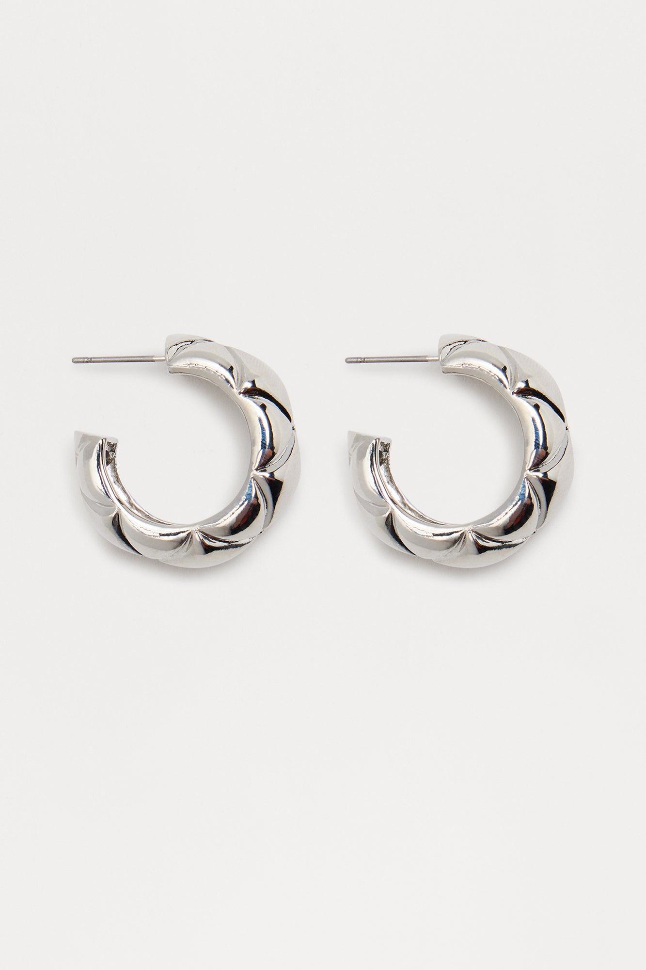 One For All Textured Hoop Earrings - Silver Female Product Image