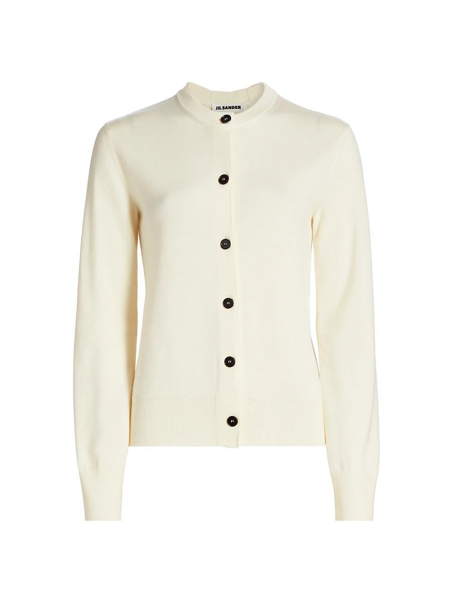 Womens Crewneck Wool Cardigan Product Image