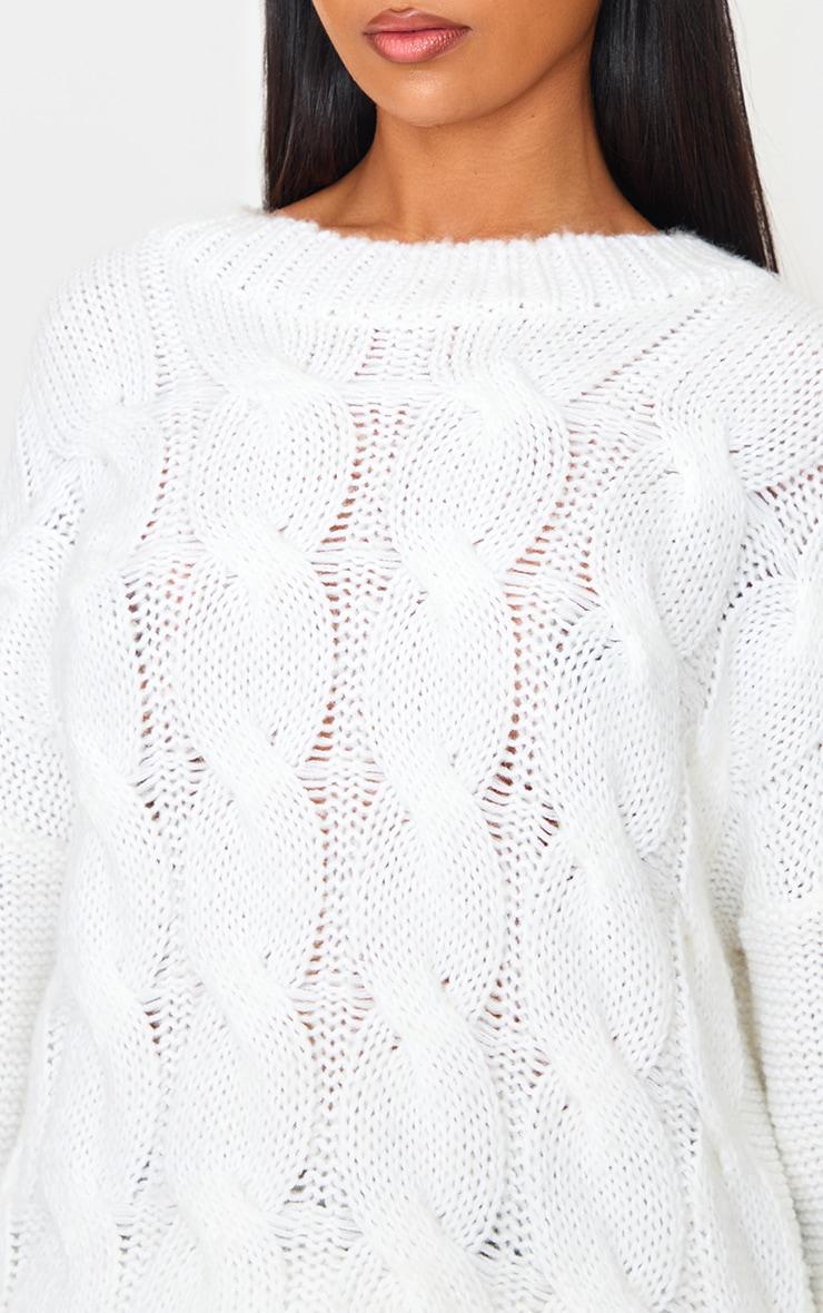 Cream Marl Knit Chunky Cable Sweater Product Image