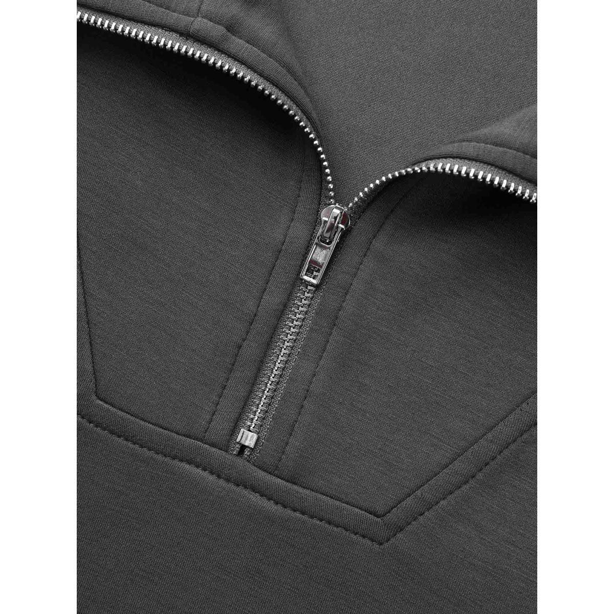 Plus Size Supersoft Essentials Solid Half Zip Sweatshirt Women DimGray Casual Non Lapel Collar Everyday Sweatshirts BloomChic 30/6X Product Image