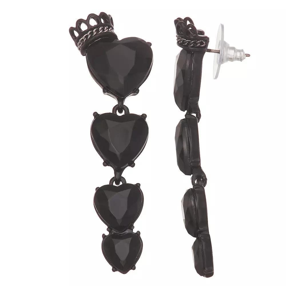 Simply Vera Vera Wang Jet Tone Heart Linear Post Earrings, Womens, Black Product Image