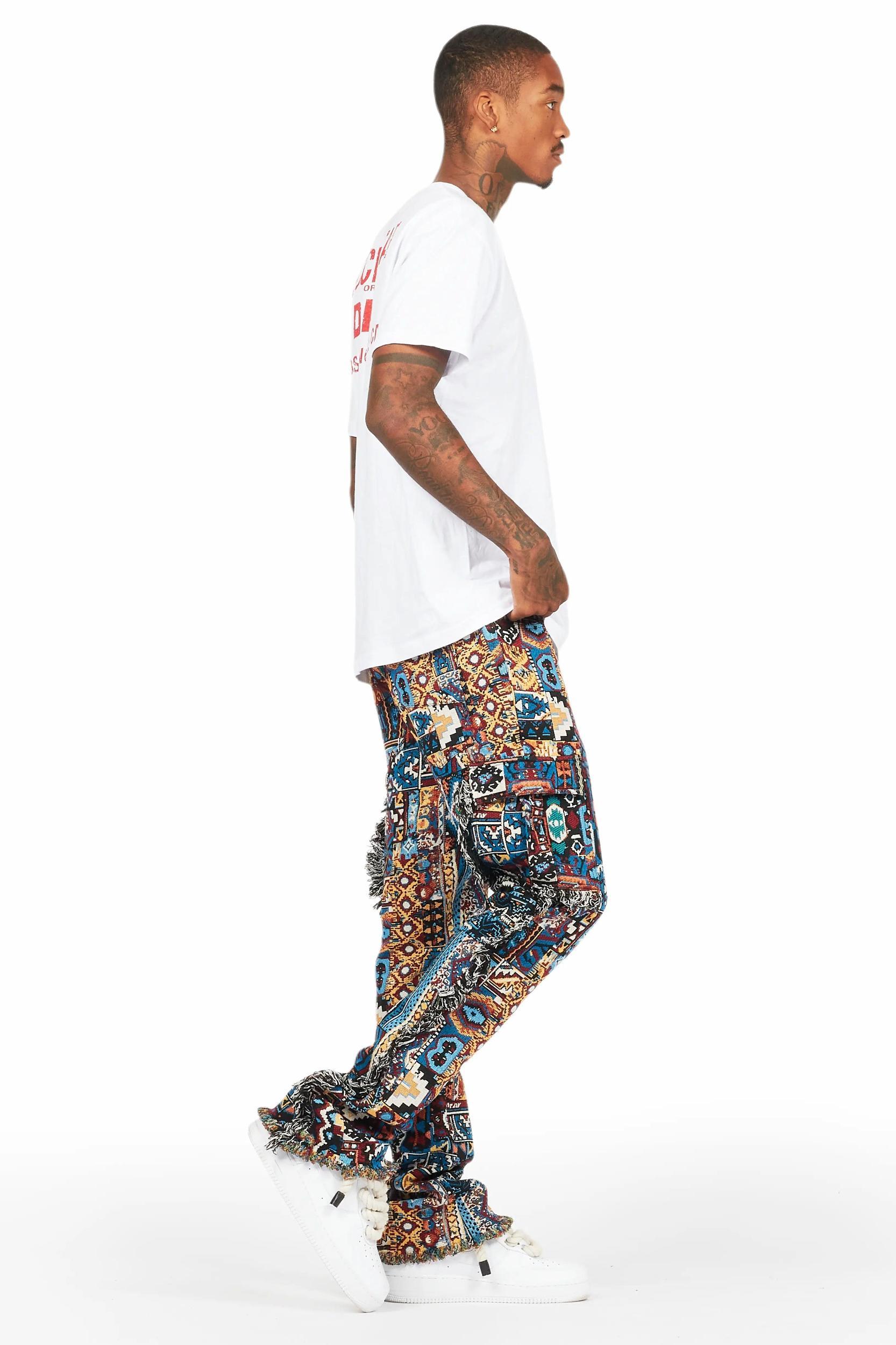 Ayami Blue Slim Tapestry Flare Jean Male Product Image