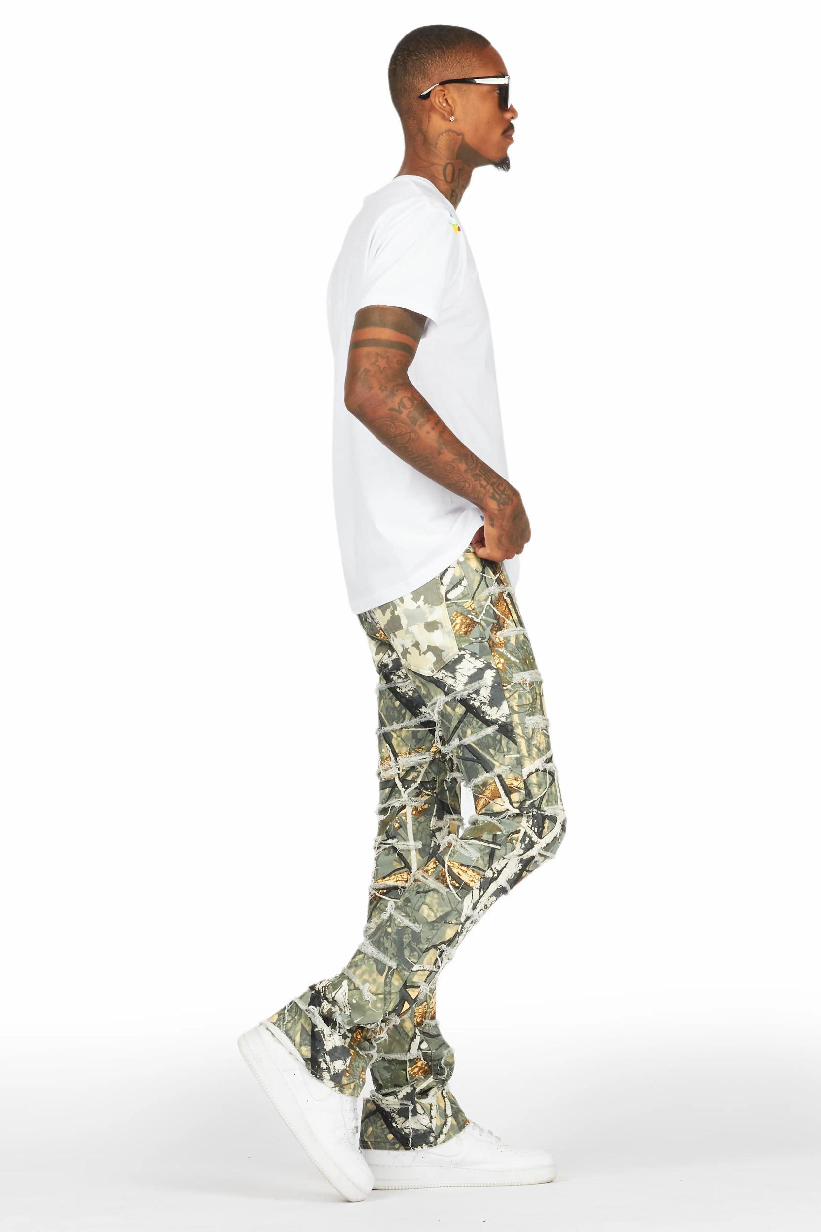 Miguelo Tree Camo Stacked Flare Jean Male Product Image