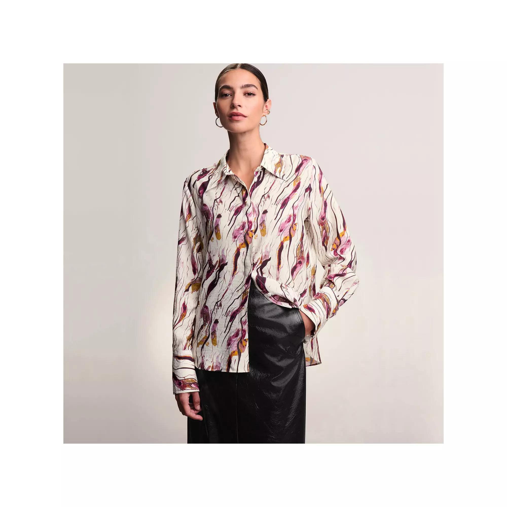 Women's NEXT Floral Long Sleeve Shirt, Size: 16, White Product Image