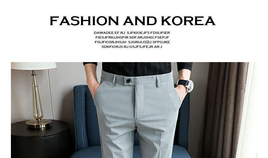 Plain Cropped Straight Leg Dress Pants Product Image