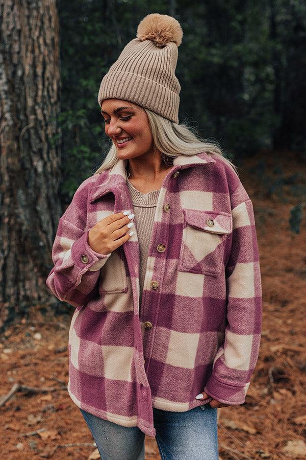 Cozy Paradise Plaid Jacket in Orchid Product Image