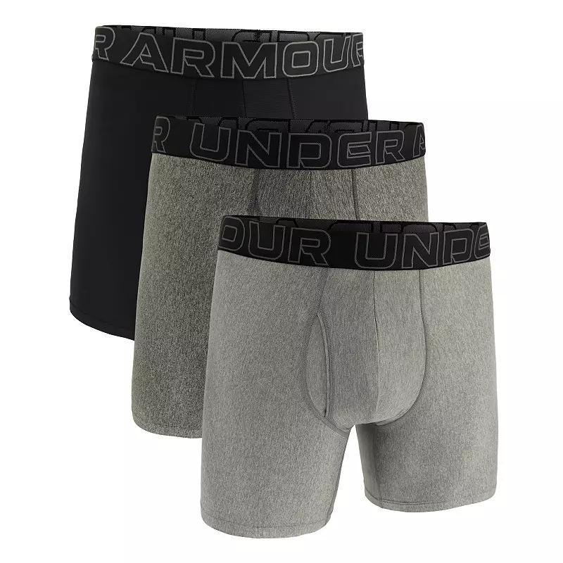 Men's Under Armour 3-pack Performance Tech 6-in. Boxer Briefs, Size: 5XL, Silver Product Image