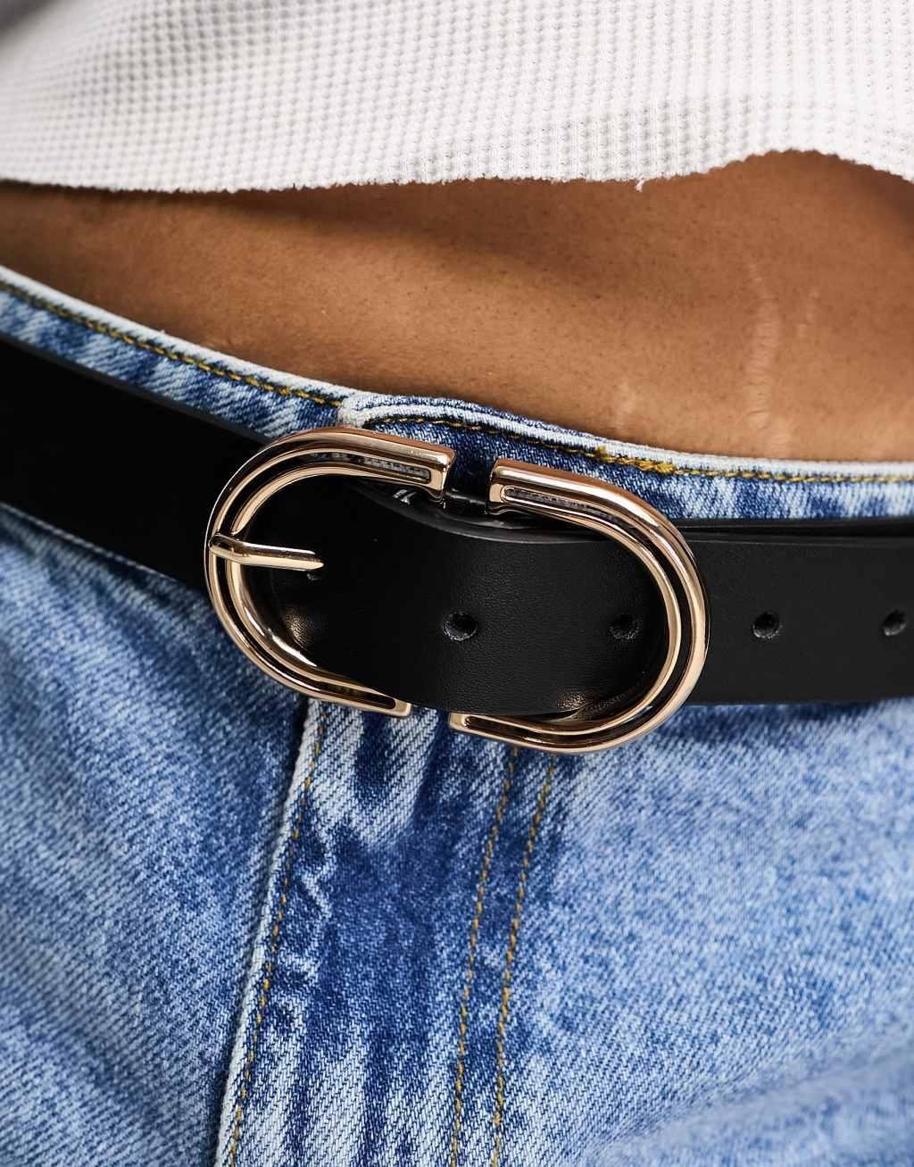 ASOS DESIGN Curve waist and hip jeans belt in black Product Image