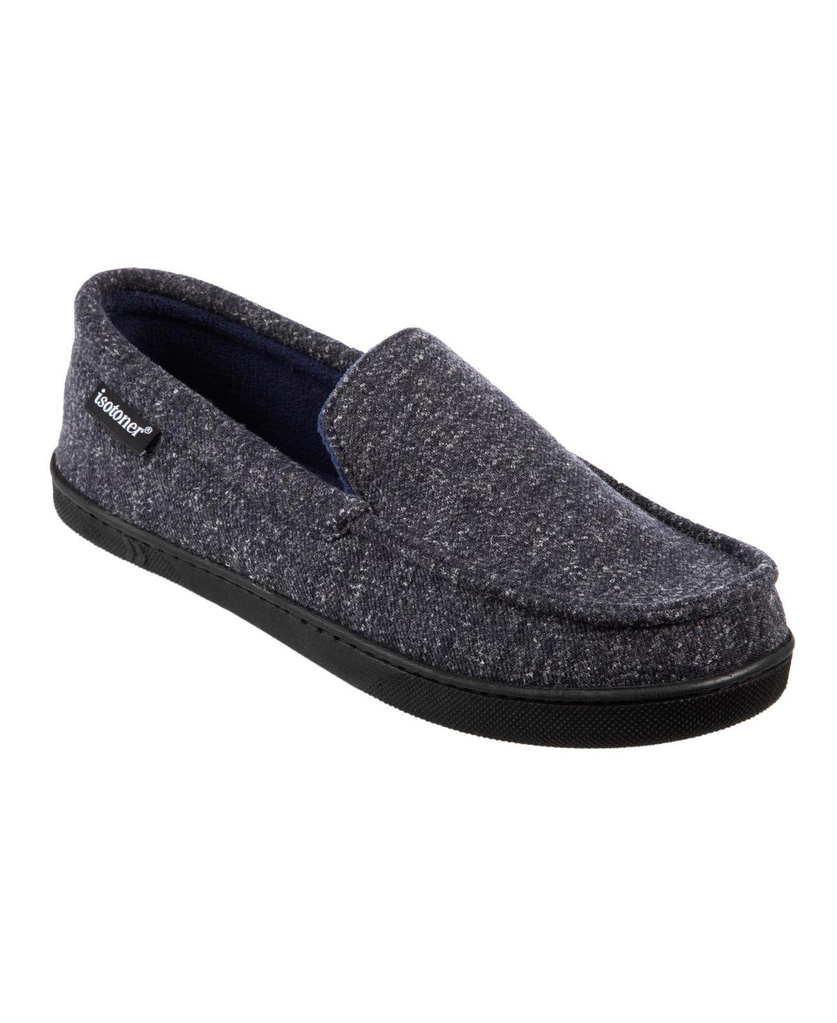 isotoner Preston Heather Knit Men's Moccasin Slippers, Size: XL, Blue Product Image