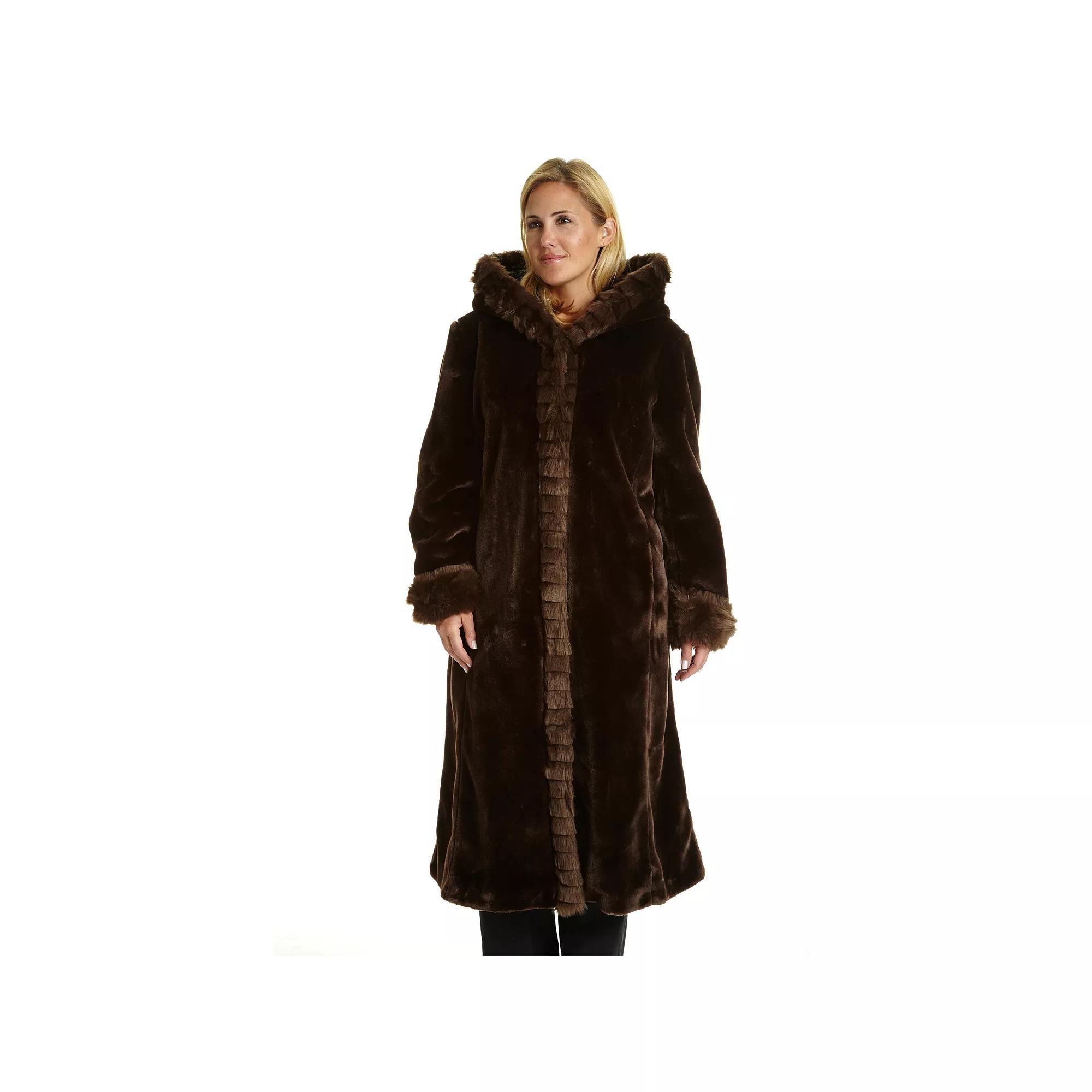 Plus Size Excelled Hooded Faux-Fur Walker Jacket, Women's, Size: 2XL, Brown Product Image