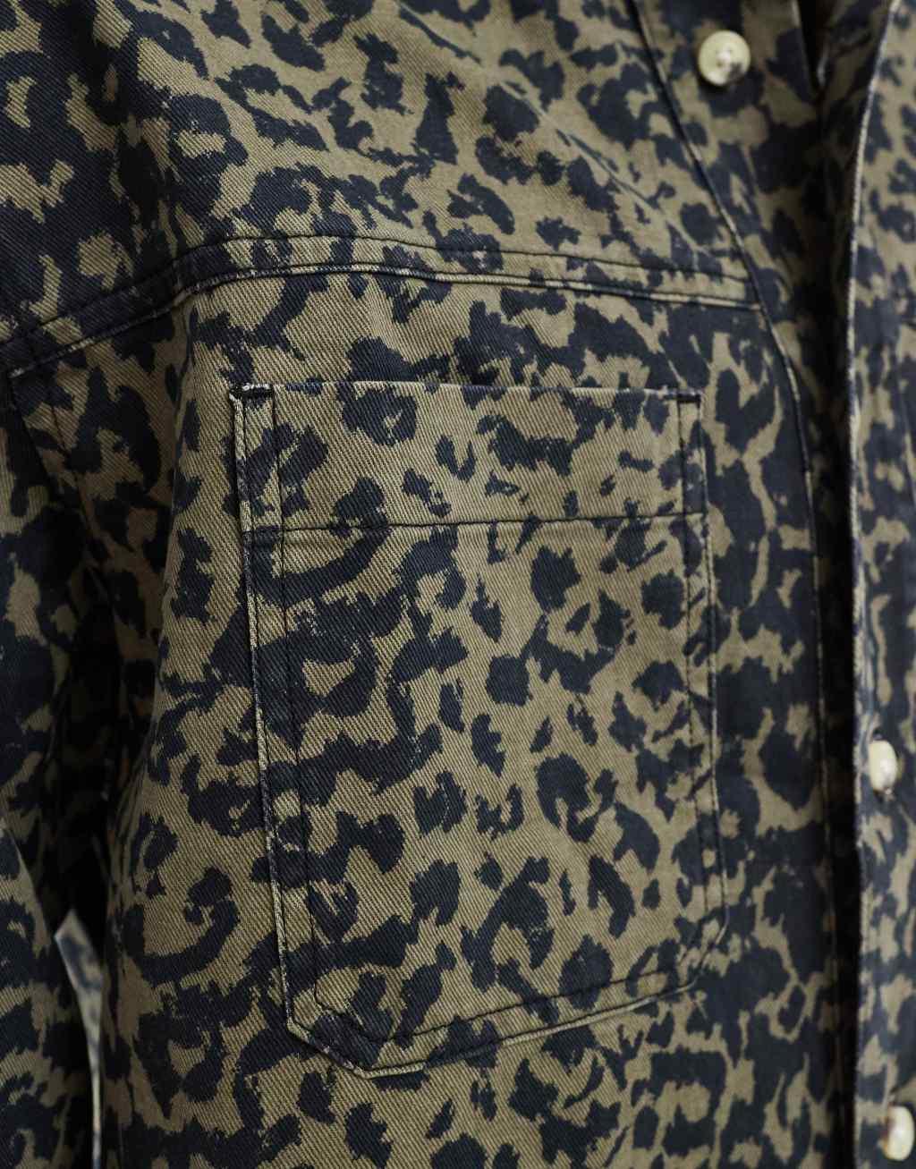 ASOS DESIGN oversized shirt with leopard print in brown Product Image