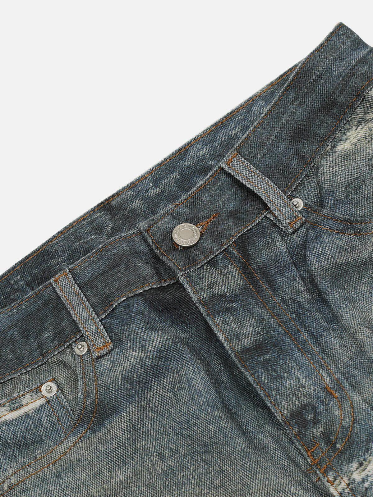 Aelfric Eden Fringe Distressed Print Jeans Product Image