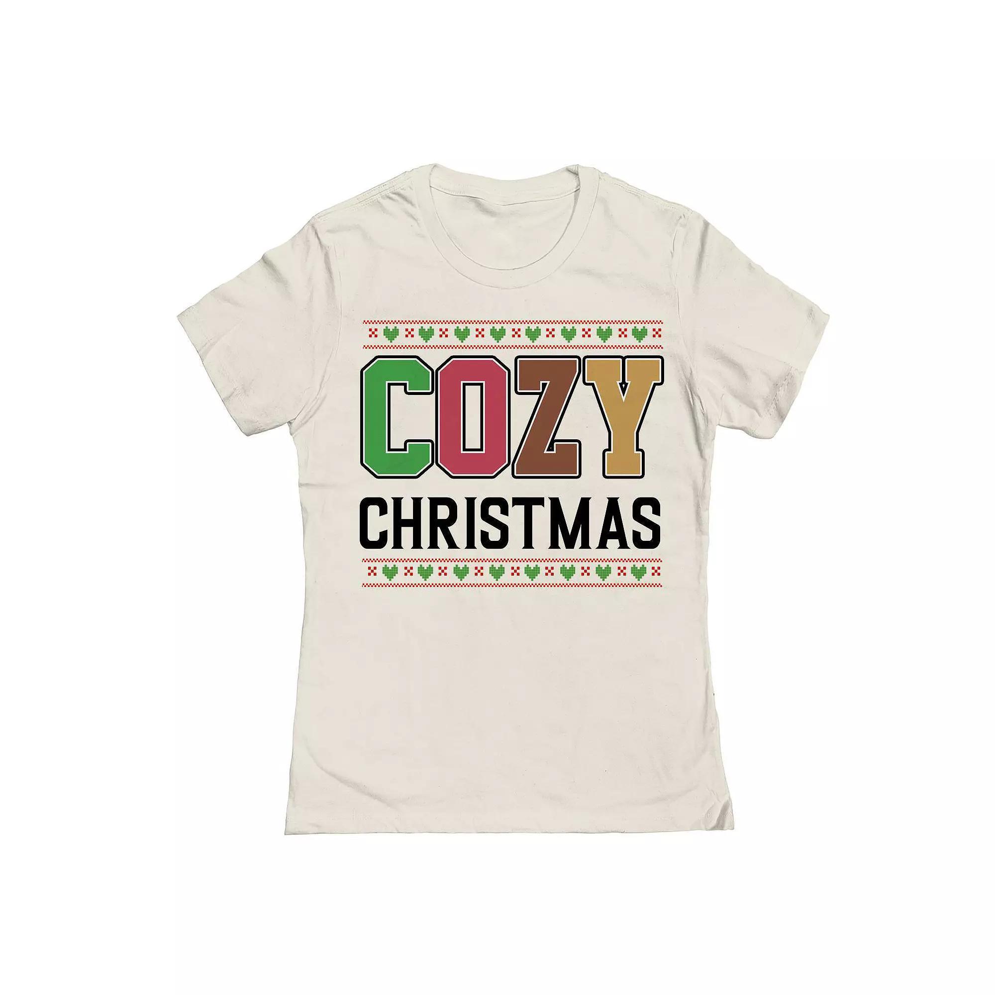 Junior's Cozy Christmas Graphic Tee, Women's, Size: XXL, Natural Product Image