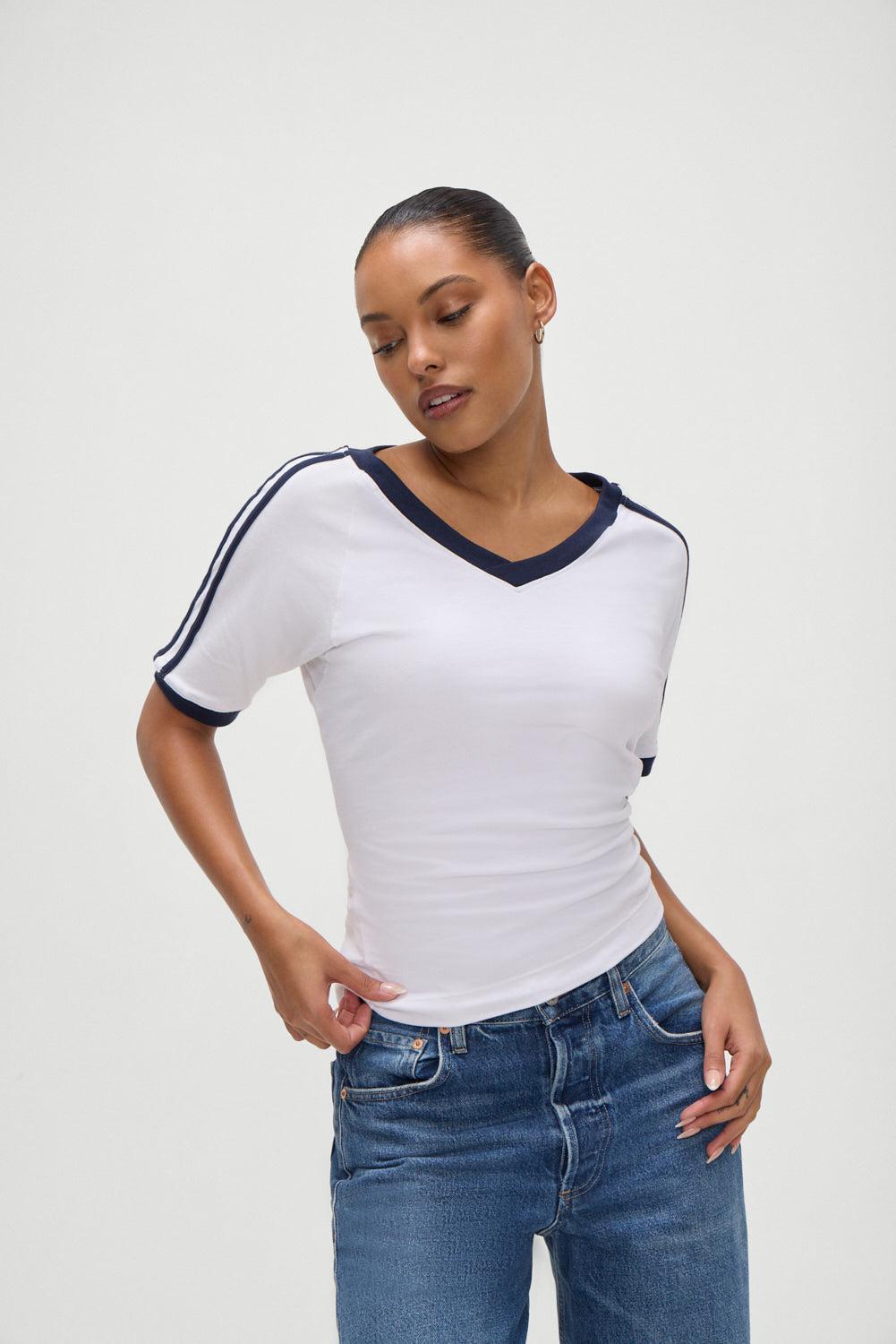 Bodega V Neck Shirt - White Product Image