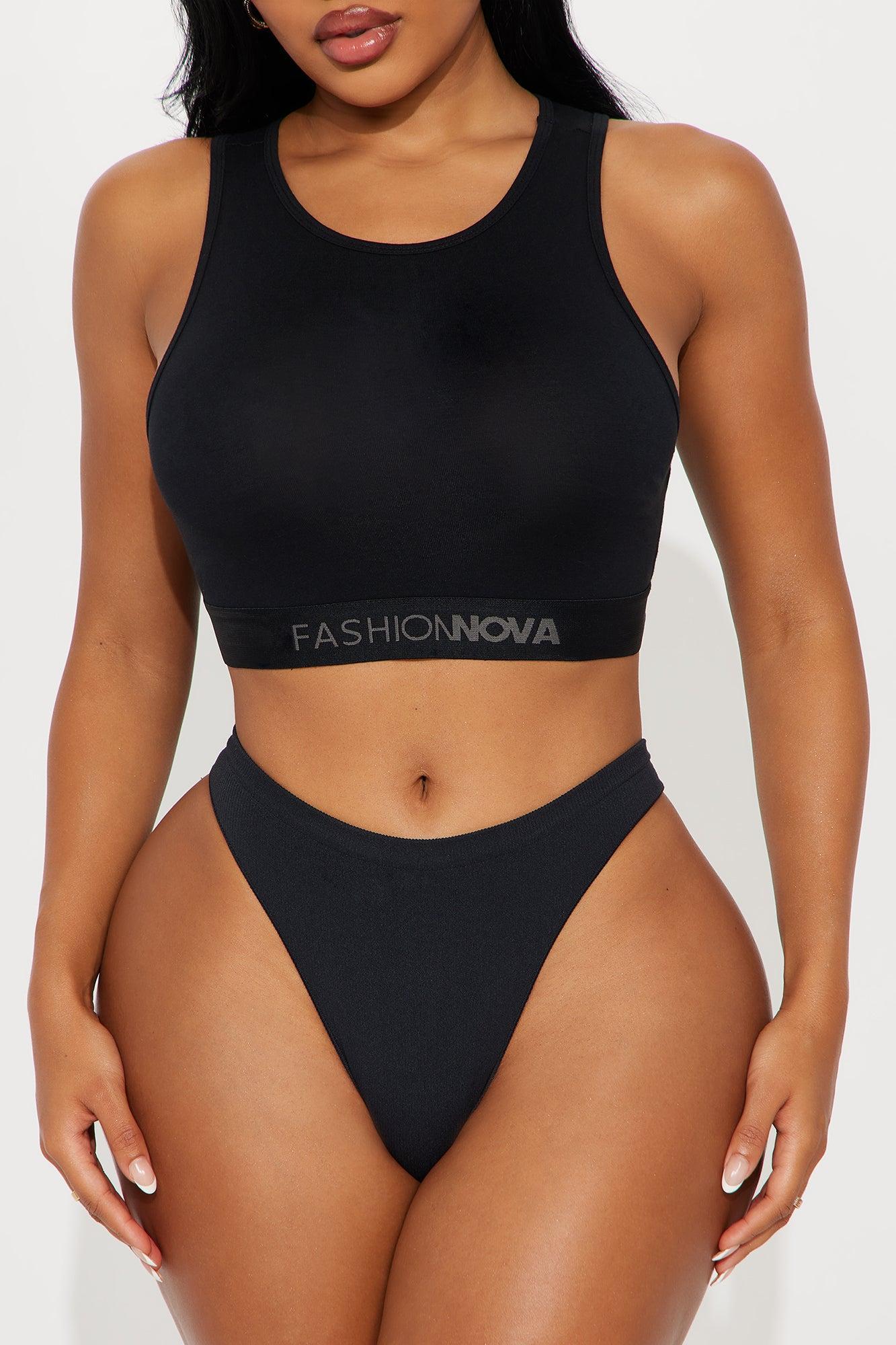 FN Mood High Neck Cotton Bra - Black Product Image