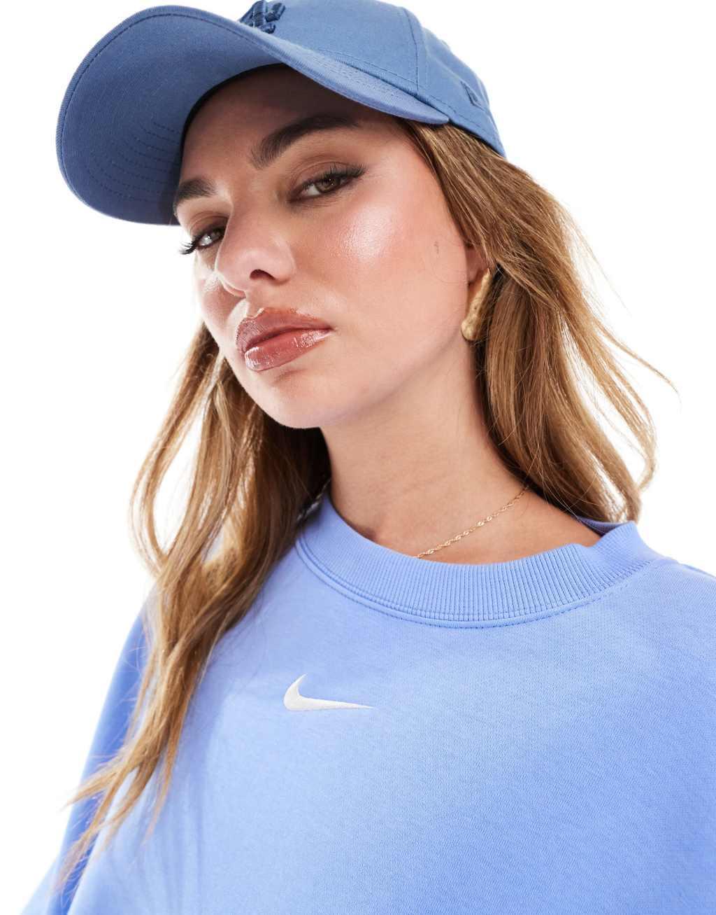 Nike Phoenix fleece over-oversized sweatshirt in blue Product Image