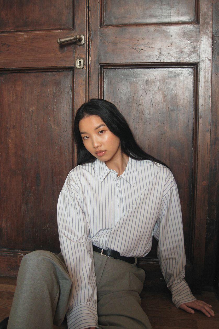 Oversized Long Sleeve Cotton Shirt Product Image