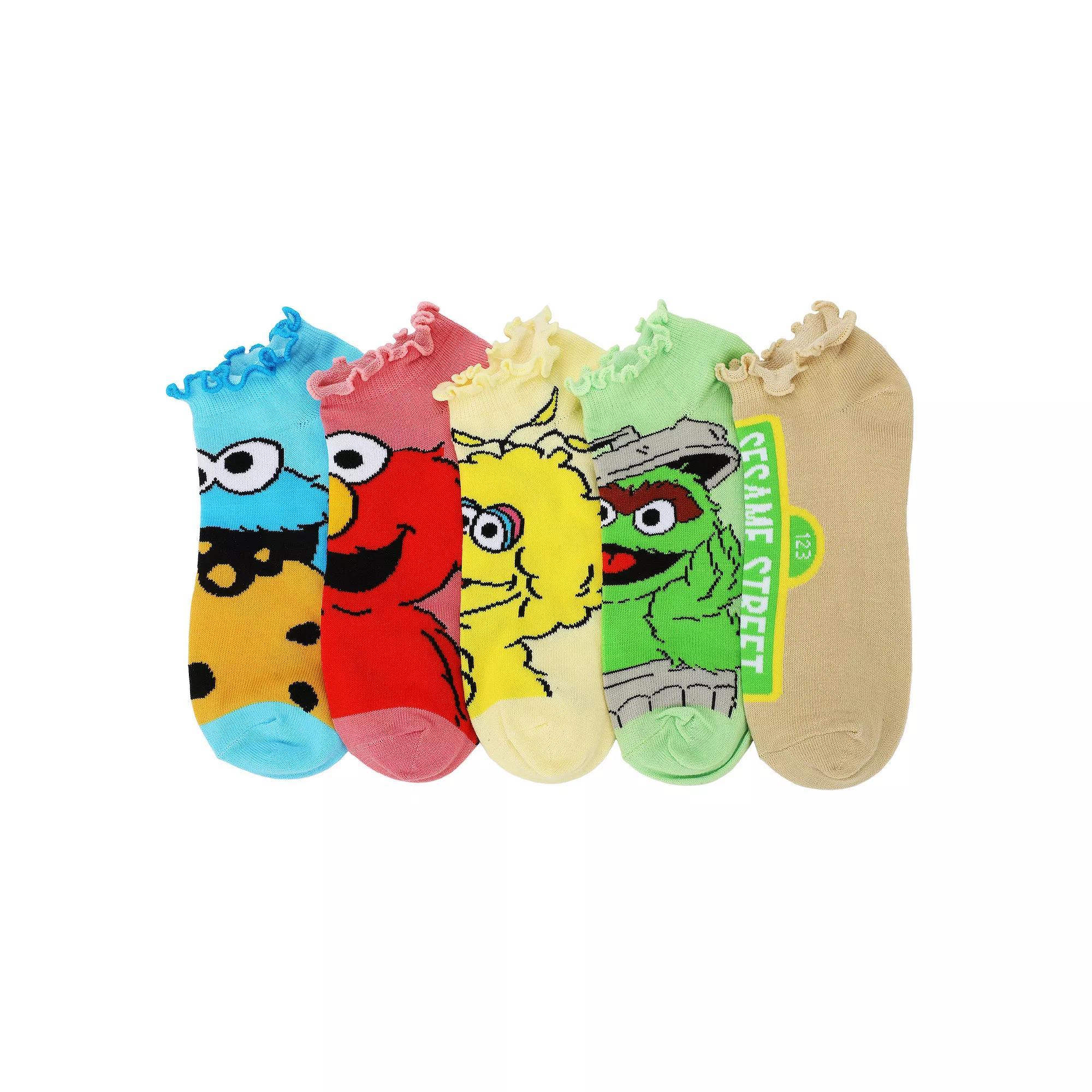 Women's 5-Pack Sesame Street Elmo, Big Bird, & Friends Ankle Socks, Size: 5-10, Sesame Street Ankle Product Image