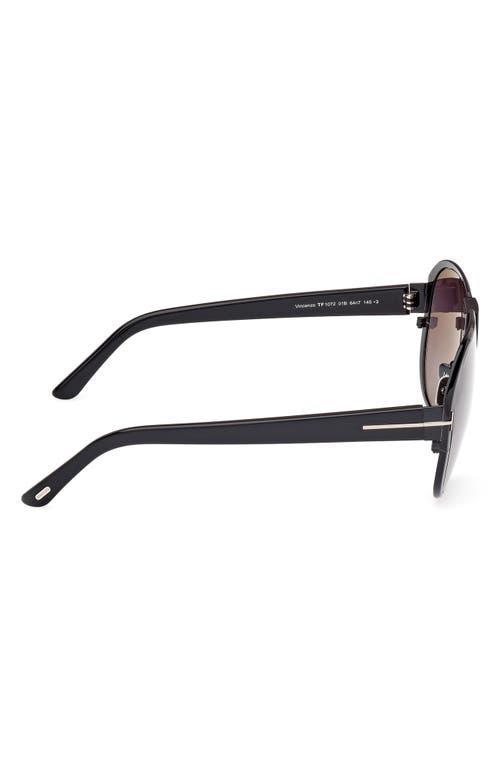 TOM FORD Men's Vicenzo Metal And Acetate Aviator Sunglasses In Shiny Black Smoke Product Image