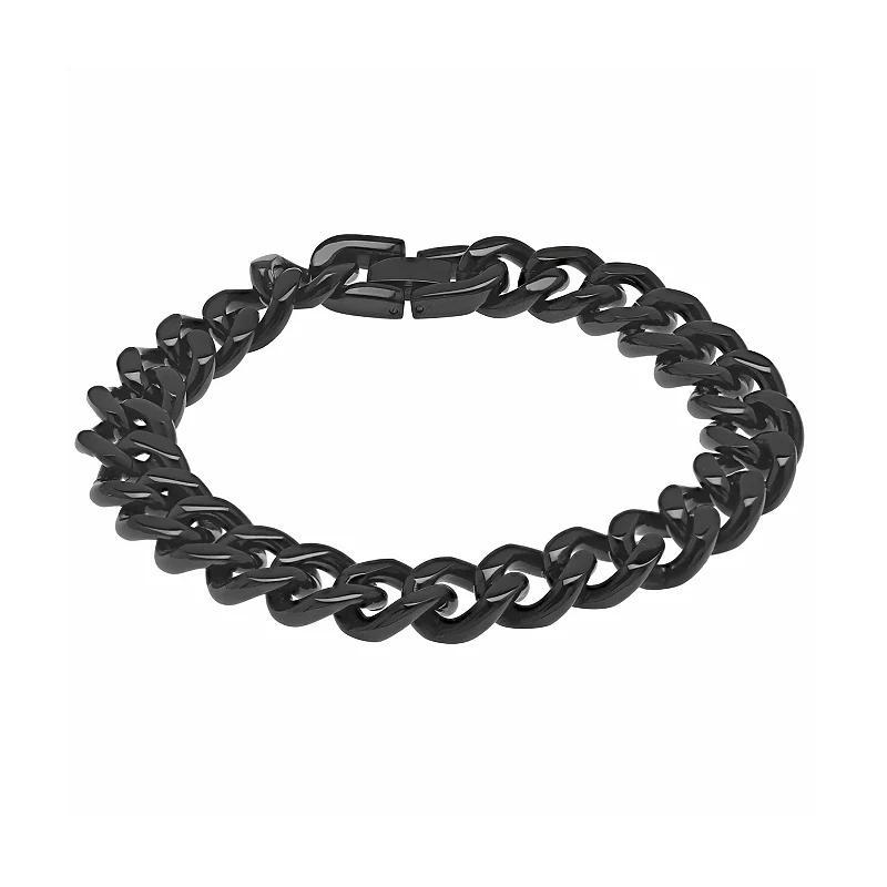 LYNX Black Ion-Plated Stainless Steel Curb Chain Bracelet - Men, Mens Black Tone Product Image