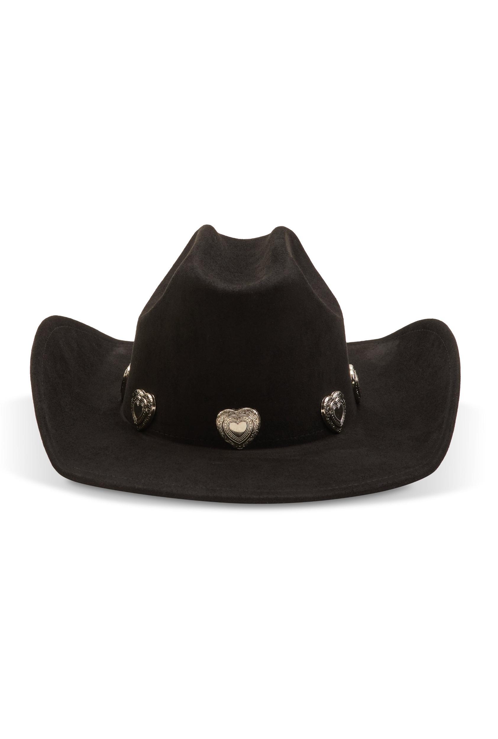 Womens Heart Trim Faux Suede Cowboy Hat Product Image