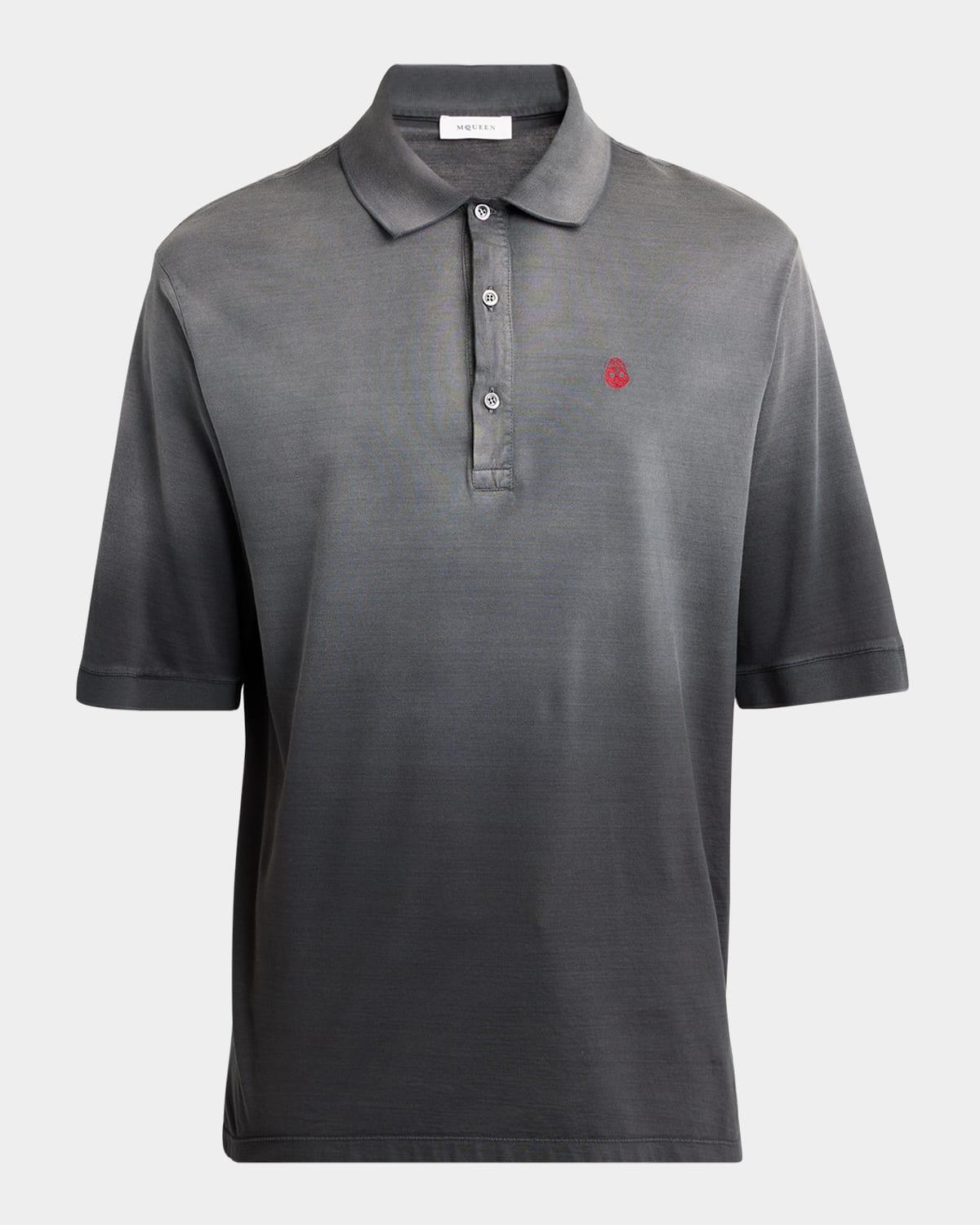 Mens Oversized Faded Ombr Cotton Polo Shirt Product Image