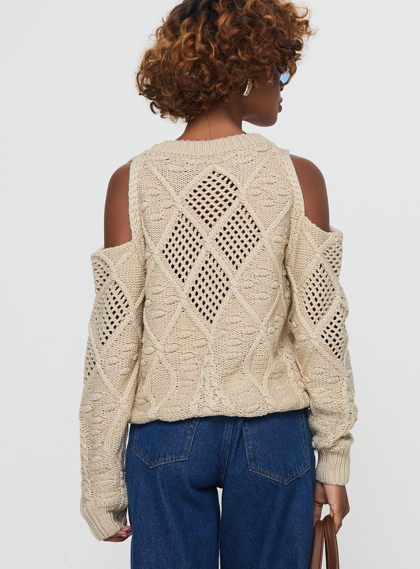 Colser Cable Knit Sweater Beige Beige Product Image