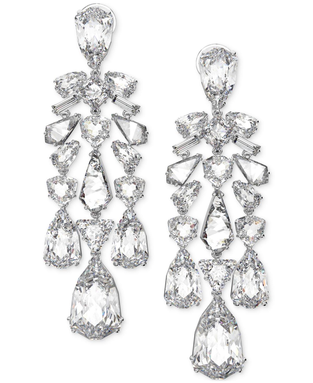 Womens Mesmera Rhodium-Plated & Crystal Clip-On Earrings Product Image