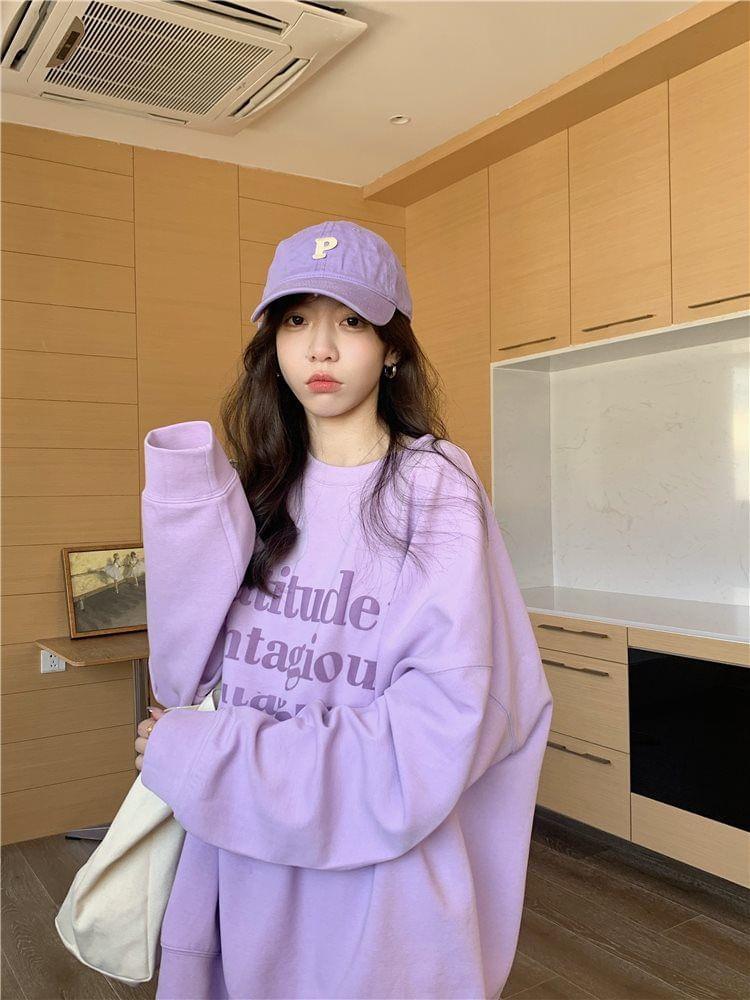 Round Neck Lettering Print Pullover Product Image