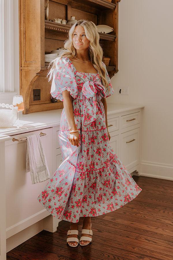 Countryside Cutie Floral Maxi Dress in Sky Blue Product Image