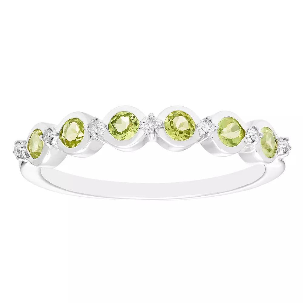 Boston Bay Diamonds Sterling Silver Gemstone & 1/10 Carat T.W. Diamond Stacking Ring, Women's, Size: 8, Created Green Product Image