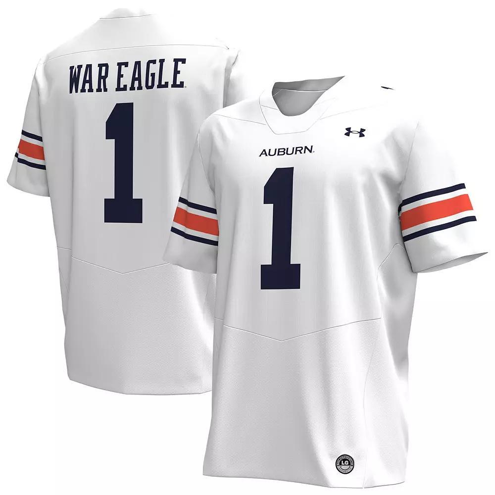 Men's Under Armour #1 White Auburn Tigers Replica Football Jersey, Size: Medium Product Image