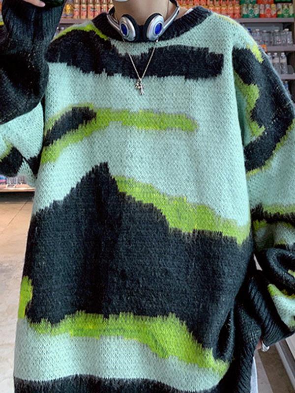 Men's Tie Dye Pullover Knit Sweater Product Image