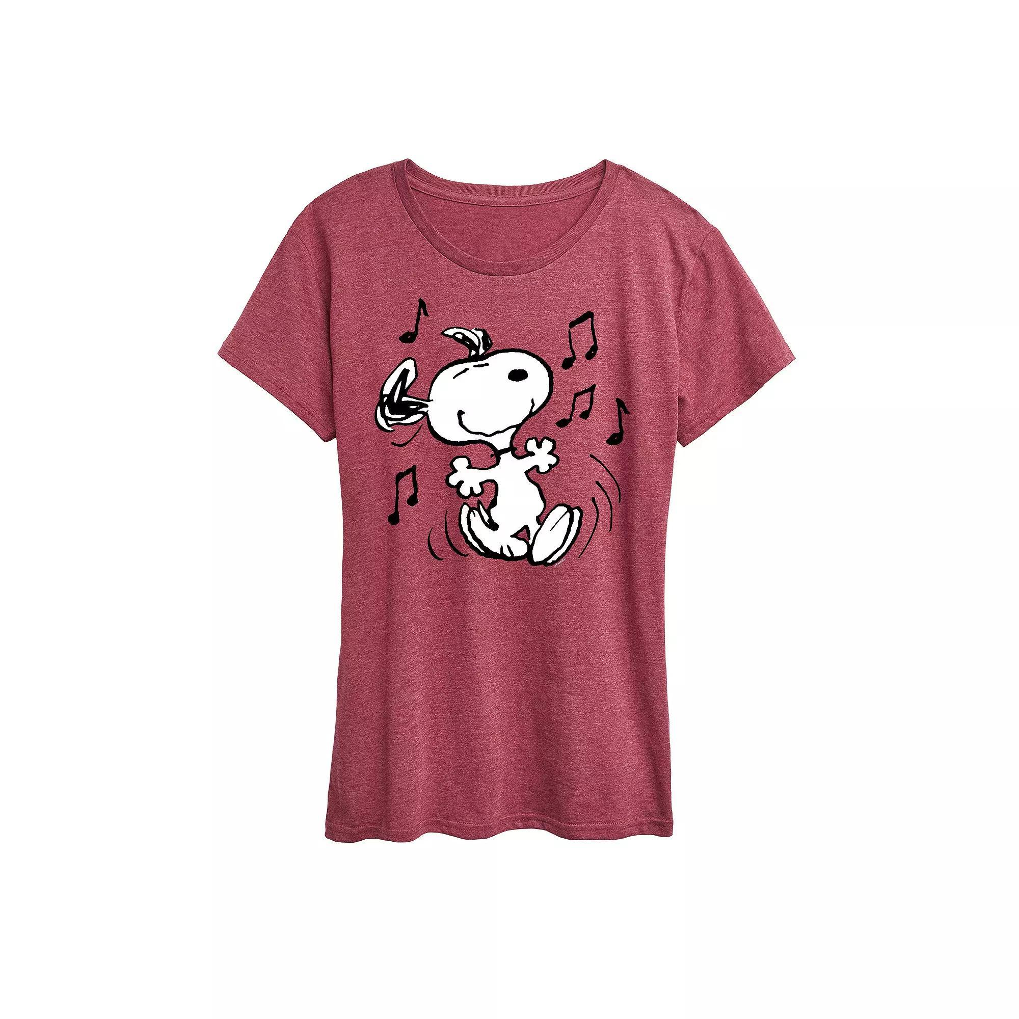 Womens Peanuts Snoopy Dancing Graphic Tee Red Product Image