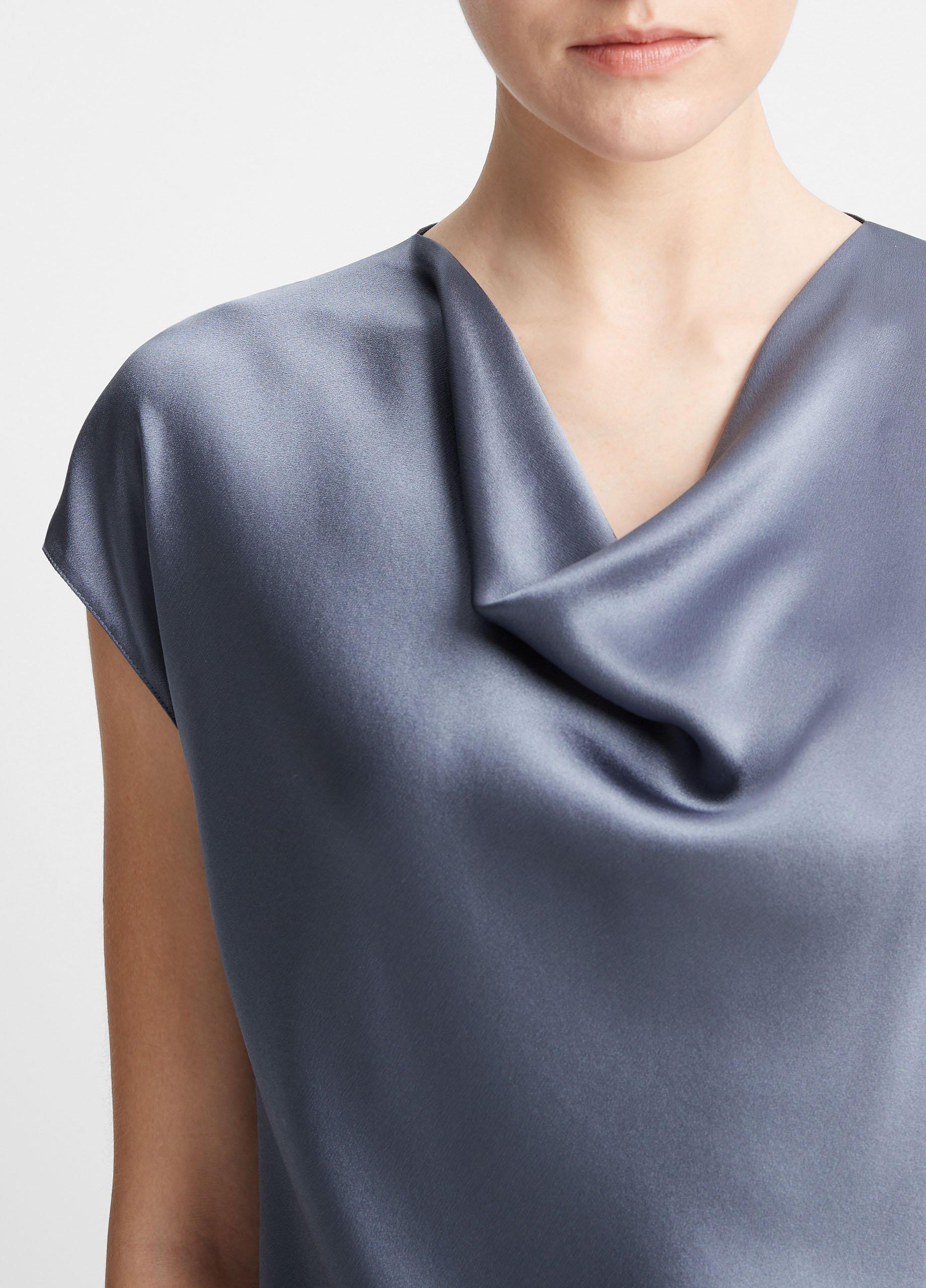 Womens Silk Cowl-Neck Blouse, Off White, Size XL Vince Product Image