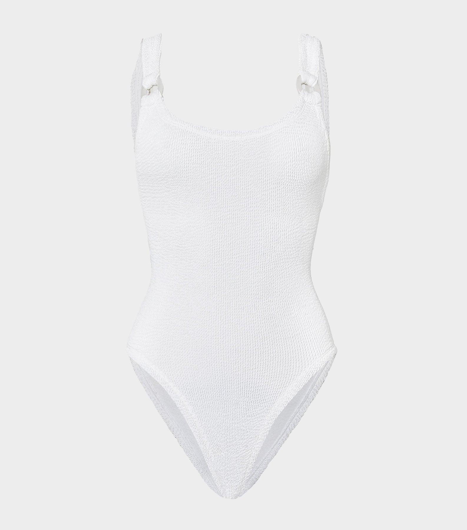 Domino Swim With Pearly Hoops - White Product Image