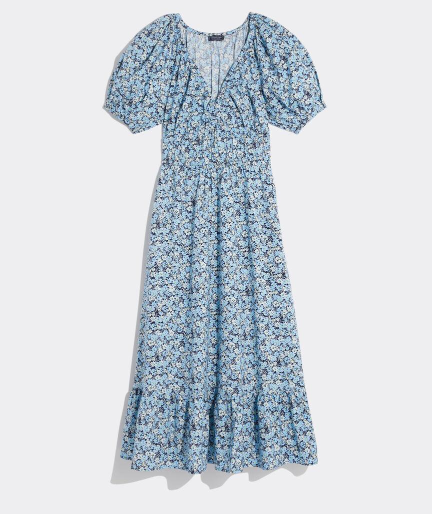 Marina Poplin Puff-Sleeve Midi Dress Product Image