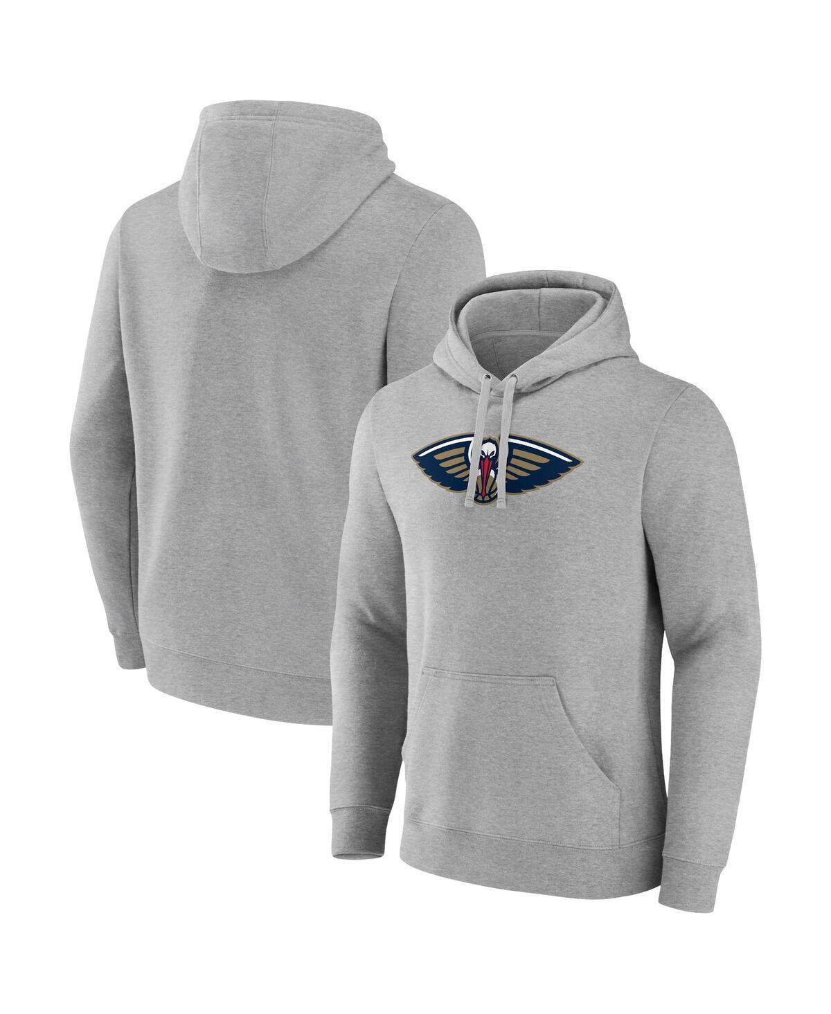 Men's Fanatics Branded  Heather Gray New Orleans Pelicans Primary Logo Pullover Hoodie, Size: 4XL, Grey Product Image