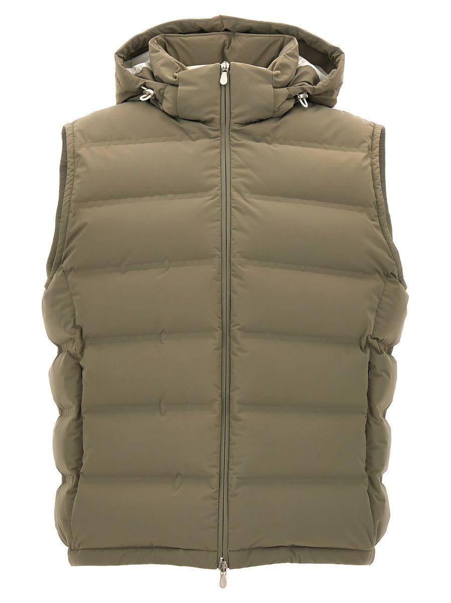 BRUNELLO CUCINELLI Hooded Vest In Green Product Image