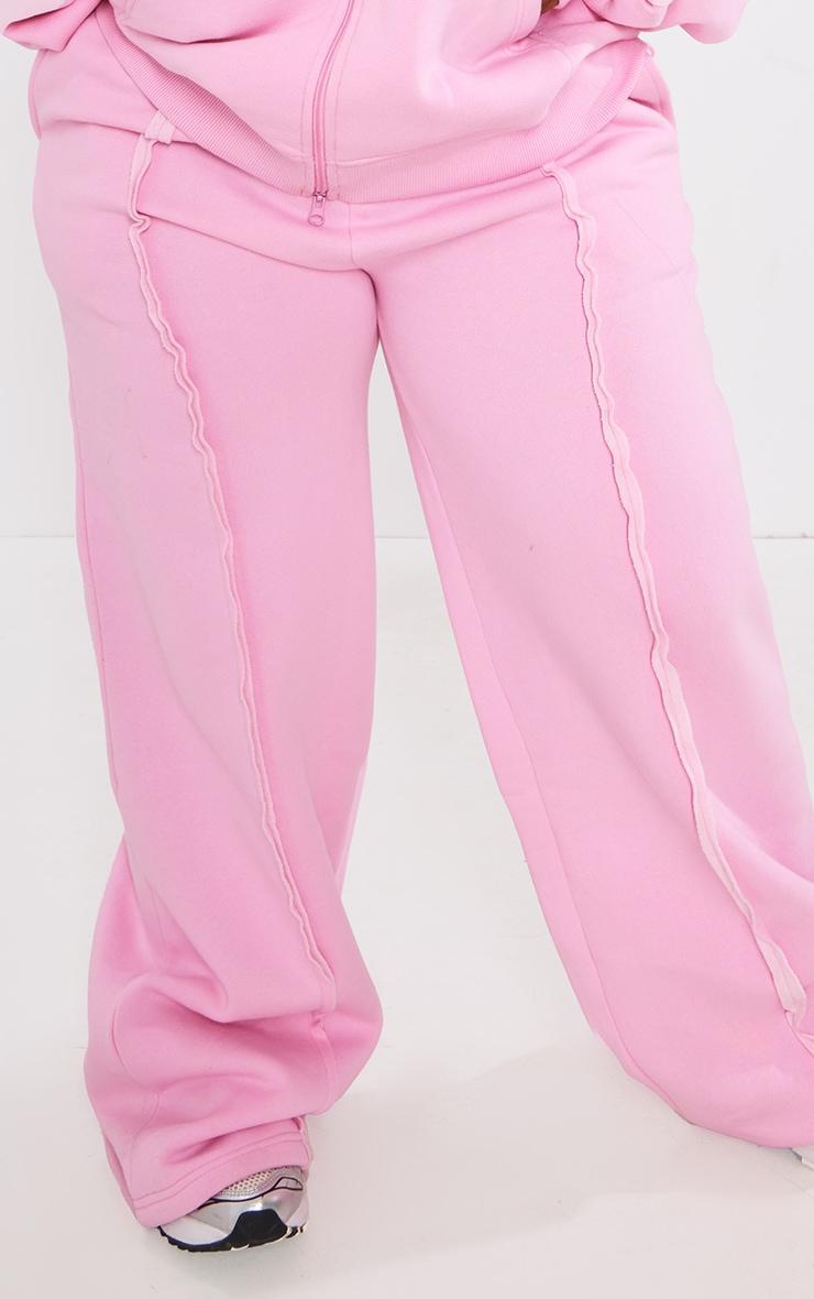 Plus Light Pink Oversized Wide Leg Seam Detail Sweatpants Product Image